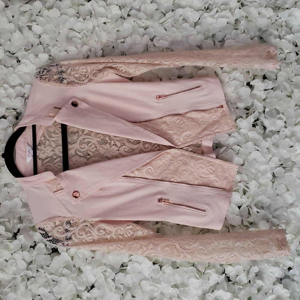 moto jacket in pink